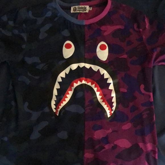 Bape Color Camo Shark Tee Navy/Purple Camo - Picture 1 of 3
